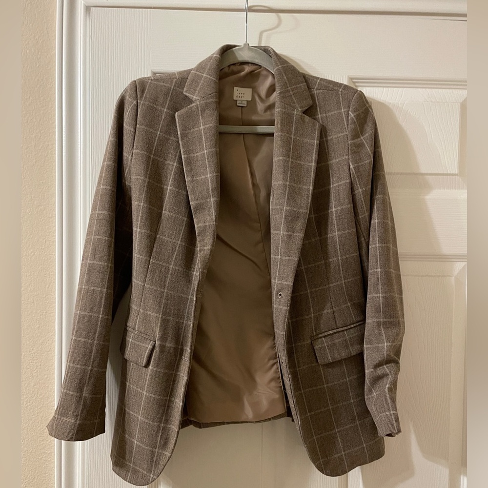 a new day Tan Checkered Blazer